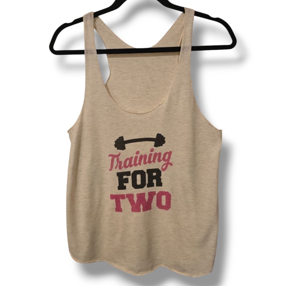 American Apparel Maturity Racer Back  Cream Graphic Tank Top. SZ large